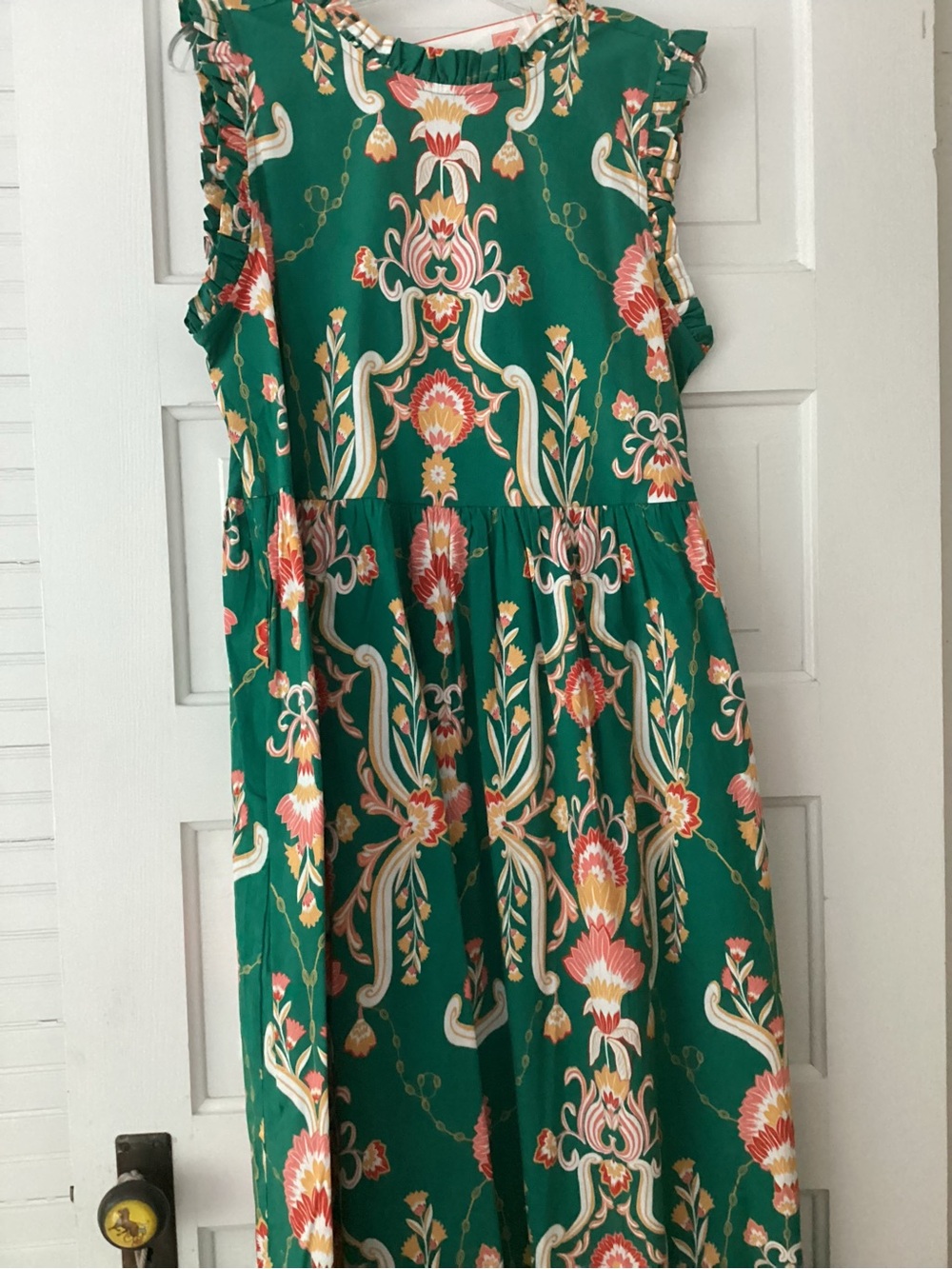 Jude Connally Green Floral Maxi with Pink & Gold Blooms